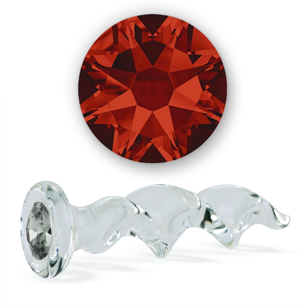 Red Magma Crystal Twist Glass Dildo