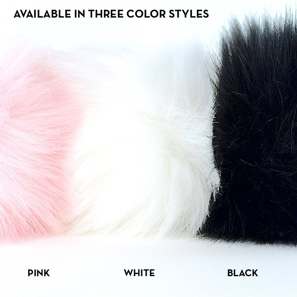 3 Colors of Bunny Tails - Pink, White, Black