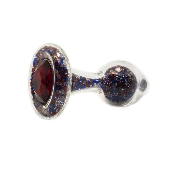 Red-White-Blue Sparkle Butt Plug with Crystal Base