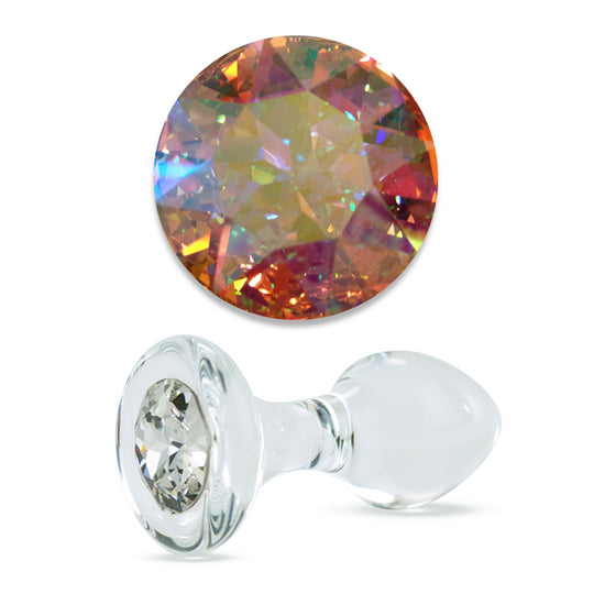 Aurora Borealis Crystal Delight Glass Butt Plug