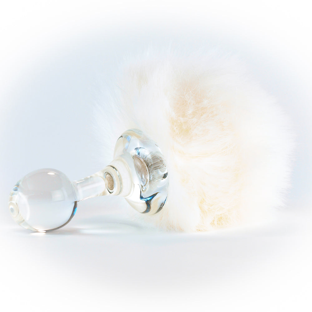 Crystal Delights White Magnetic Bunny Tail Plug